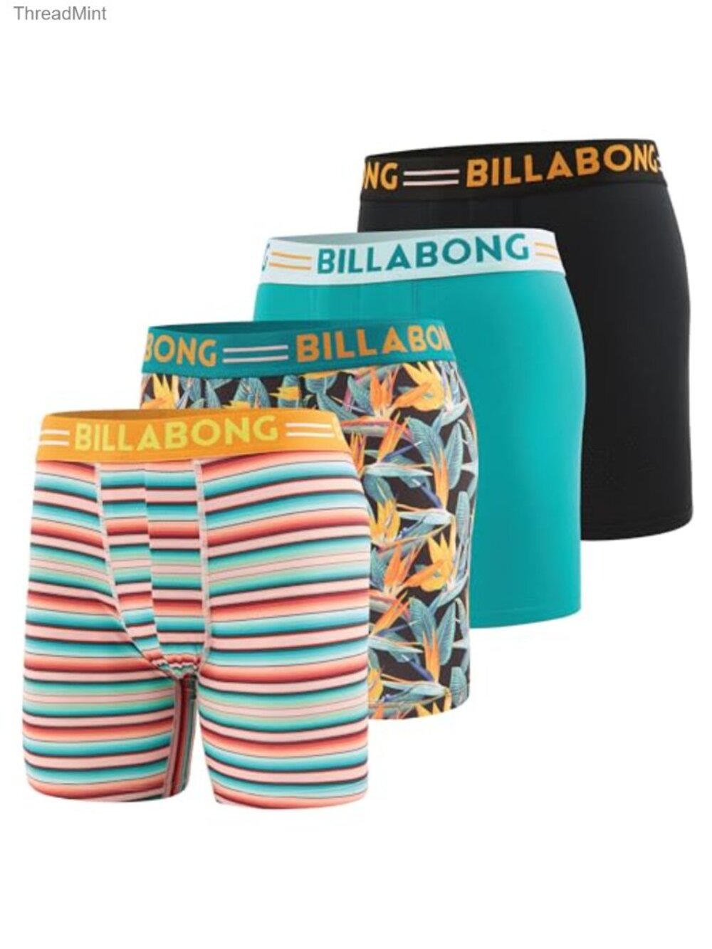 4 Pack Mens Nylon Performance Boxer Briefs No-Fly Moisture Wicking Stretch
